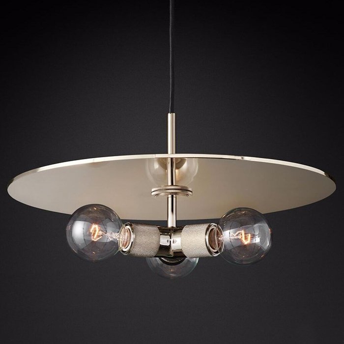 Люстра RH Utilitaire Disk Triple Pendant Silver Никель Прозрачное Стекло Люстра RH Utilitaire Disk Triple Pendant Silver Никель Прозрачное Стекло в Челябинске | Loft Concept