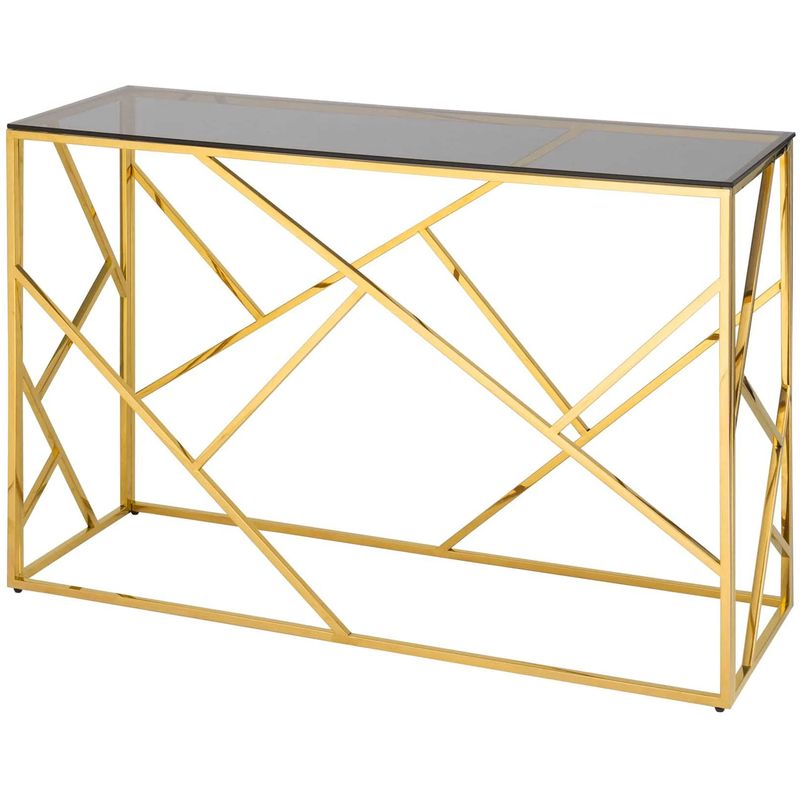 Консоль Geometry Serene Phoenix Gold Золотой Стекло Смок Консоль Geometry Serene Phoenix Gold Золотой Стекло Смок в Челябинске | Loft Concept