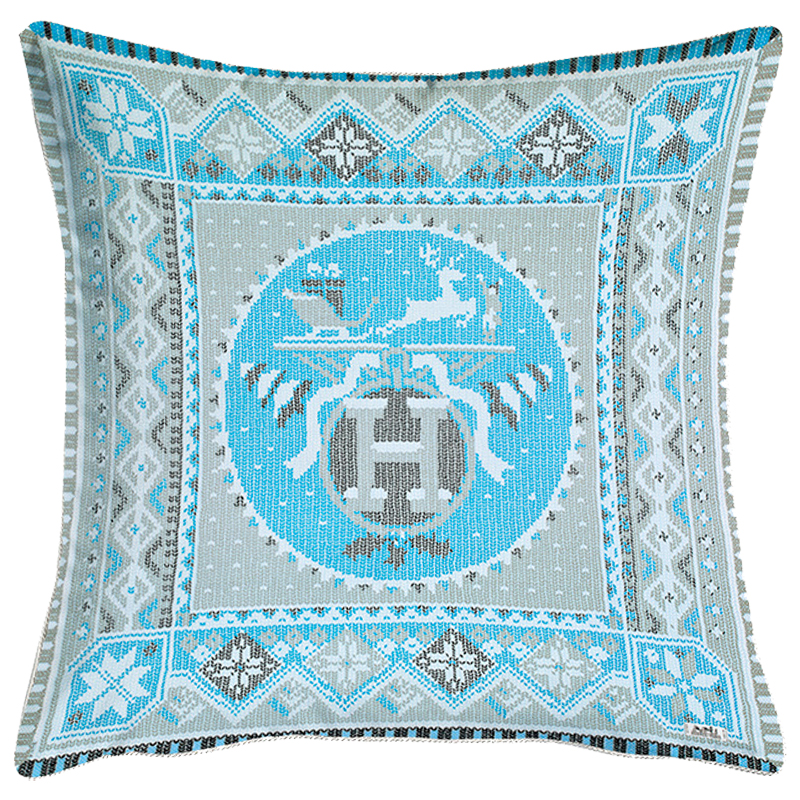 Декоративная подушка Hermes Christmas 172 Голубой Серый в Челябинске | Loft Concept 