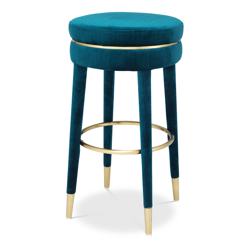 Барный стул Eichholtz Bar Stool Parisian blue Бирюзовый Латунь в Челябинске | Loft Concept 
