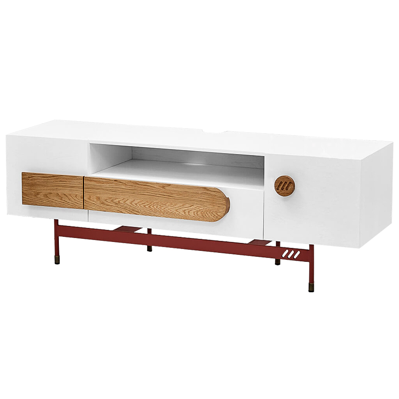 ТВ-тумба White and Wood Minimalism Белый Древесина Бургундский красный ТВ-тумба White and Wood Minimalism Белый Древесина Бургундский красный в Челябинске | Loft Concept