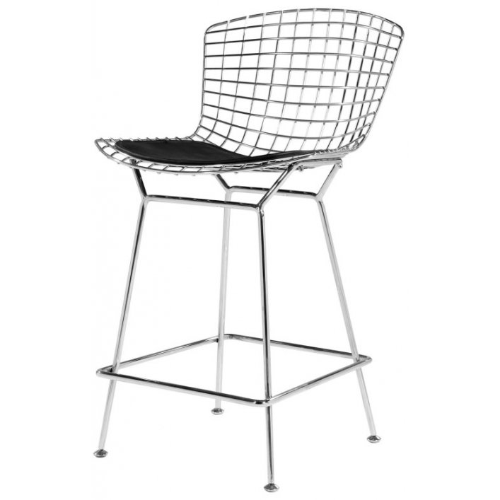 Барный стул Bertoia Barstool Черный Серебряный Барный стул Bertoia Barstool Черный Серебряный в Челябинске | Loft Concept