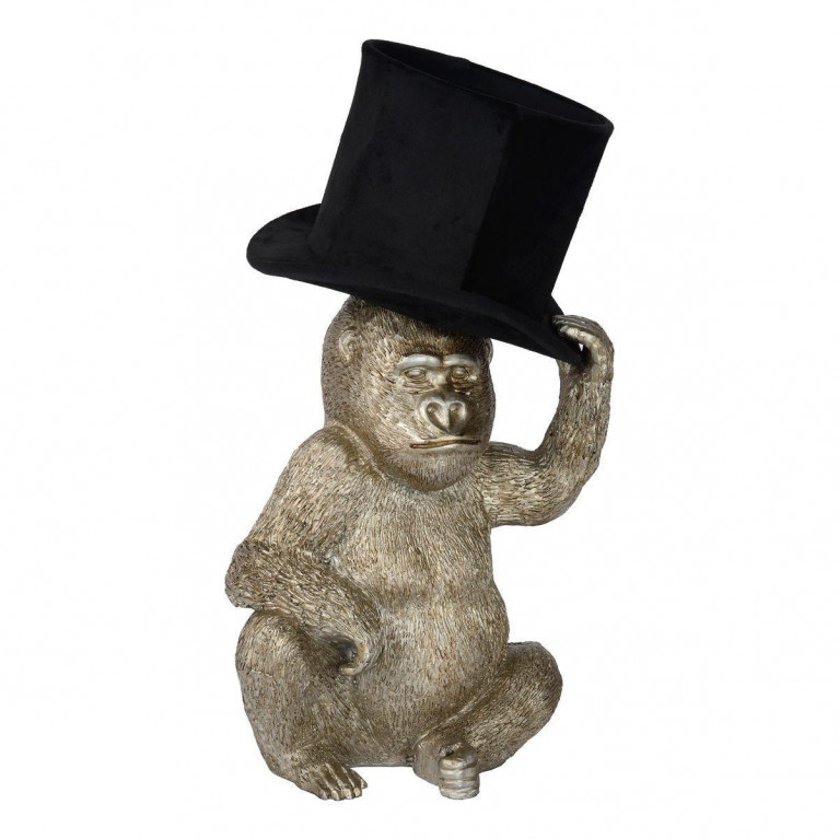 Настольная лампа с Обезьяной Funny Gorilla with a hat Черный Золотой Настольная лампа с Обезьяной Funny Gorilla with a hat Черный Золотой в Челябинске | Loft Concept