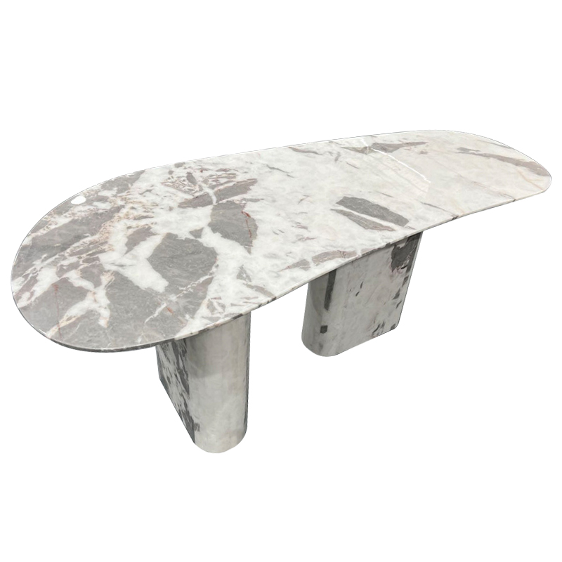 Обеденный стол Ernest Grey Marble Dining Table Серый Обеденный стол Ernest Grey Marble Dining Table Серый в Челябинске | Loft Concept