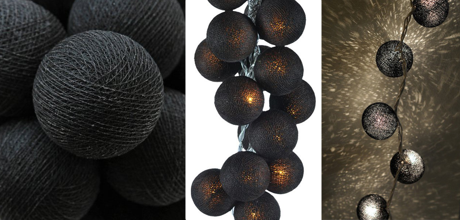 Гирлянда хлопковые фонарики Сotton Ball Ice Black - Loft-Concept в Челябинске
