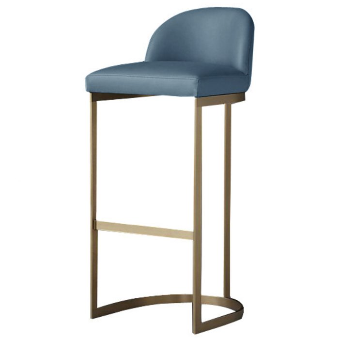Барный стул Barrel Back Counter Stool Голубой Золотой Барный стул Barrel Back Counter Stool Голубой Золотой в Челябинске | Loft Concept