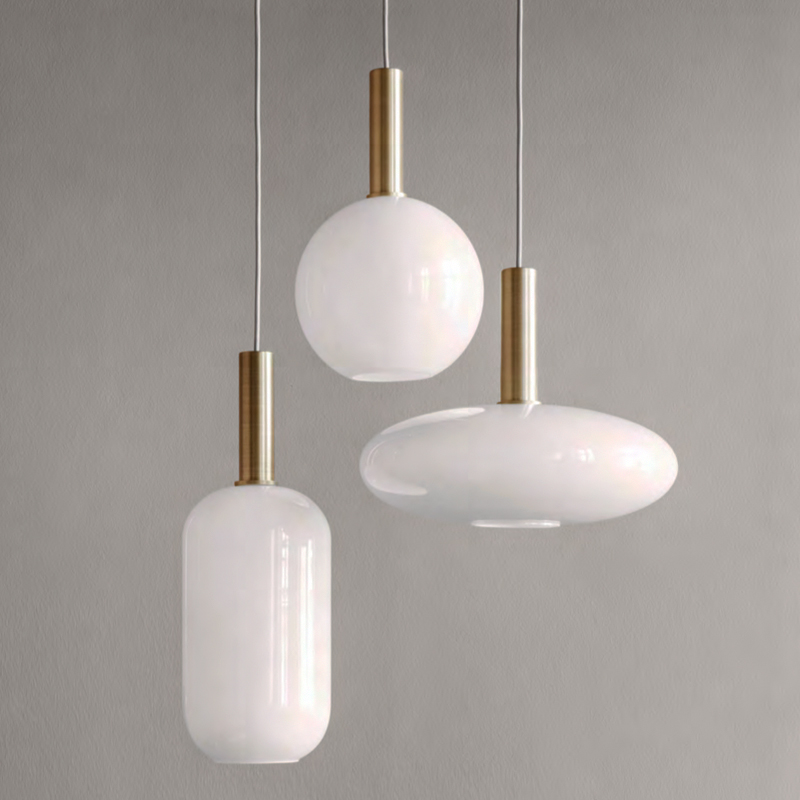 Подвесной светильник Ferm Living Opal Lamp Белый Золотой Подвесной светильник Ferm Living Opal Lamp Белый Золотой в Челябинске | Loft Concept