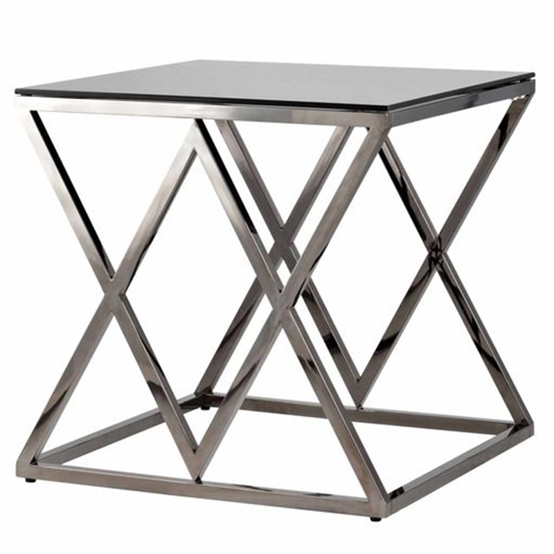 Стол приставной Geometry Rhombus Dark Chrome Темный хром Стекло Смок Стол приставной Geometry Rhombus Dark Chrome Темный хром Стекло Смок в Челябинске | Loft Concept