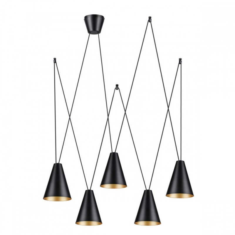 Люстра Brooklyn Lights c Матовыми Плафонами Черный Черный матовый Золотой Люстра Brooklyn Lights c Матовыми Плафонами Черный Черный матовый Золотой в Челябинске | Loft Concept