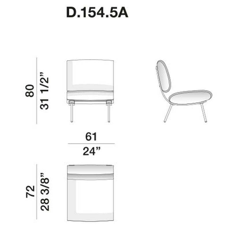 Дизайнерское кресло без подлокотников Gio Ponti ROUND D.154.5 Armchair Дизайнерское кресло без подлокотников Gio Ponti ROUND D.154.5 Armchair в Челябинске