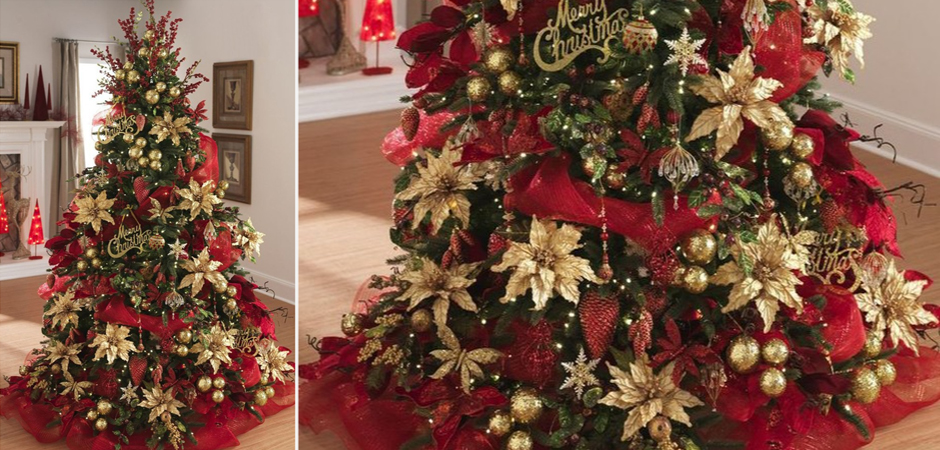 Дизайнерская Елка с Красным и Золотым новогодним декором Christmas Tree Golden Flowers Дизайнерская Елка с Красным и Золотым новогодним декором Christmas Tree Golden Flowers - Loft-Concept в Челябинске