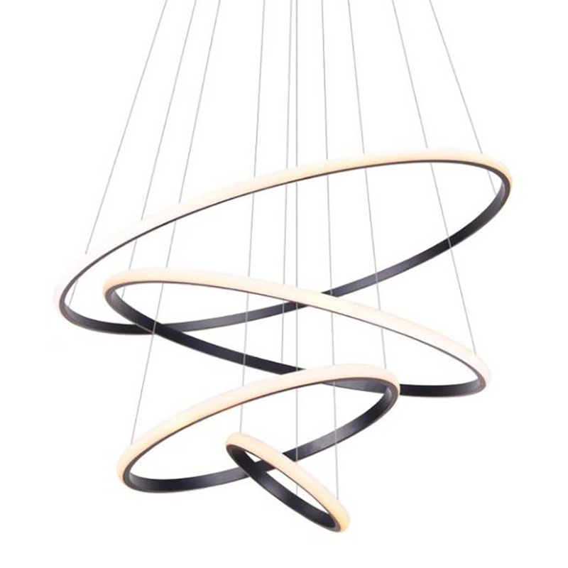 Люстра Ring Horizontal Trio black 80+60+40+20 Черный Белый Люстра Ring Horizontal Trio black 80+60+40+20 Черный Белый в Челябинске | Loft Concept