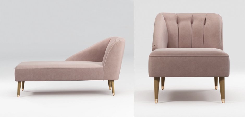 Кушетка Chaise Longue, Pink Cotton Velvet Кушетка Chaise Longue, Pink Cotton Velvet - Loft-Concept в Челябинске