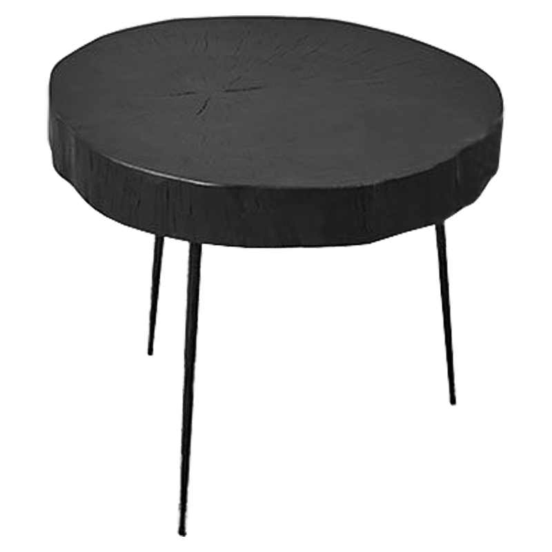 Приставной стол Saw Cut Black Wood Side Table Черный Приставной стол Saw Cut Black Wood Side Table Черный в Челябинске | Loft Concept