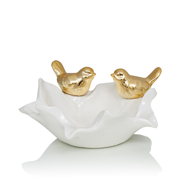 Блюдо Decorative Dish Birds Белый Глянцевое золото Блюдо Decorative Dish Birds Белый Глянцевое золото в Челябинске | Loft Concept