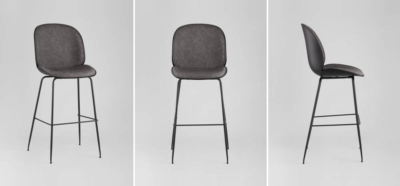 Стул Барный Винтажная Серая Экокожа Vendramin Bar Chair - фото