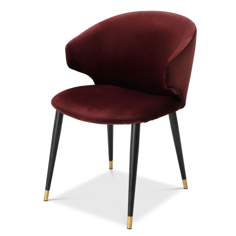 Стул Eichholtz DINING CHAIR VOLANTE burgundy Бургундский красный Черный Золотой Стул Eichholtz DINING CHAIR VOLANTE burgundy Бургундский красный Черный Золотой в Челябинске | Loft Concept