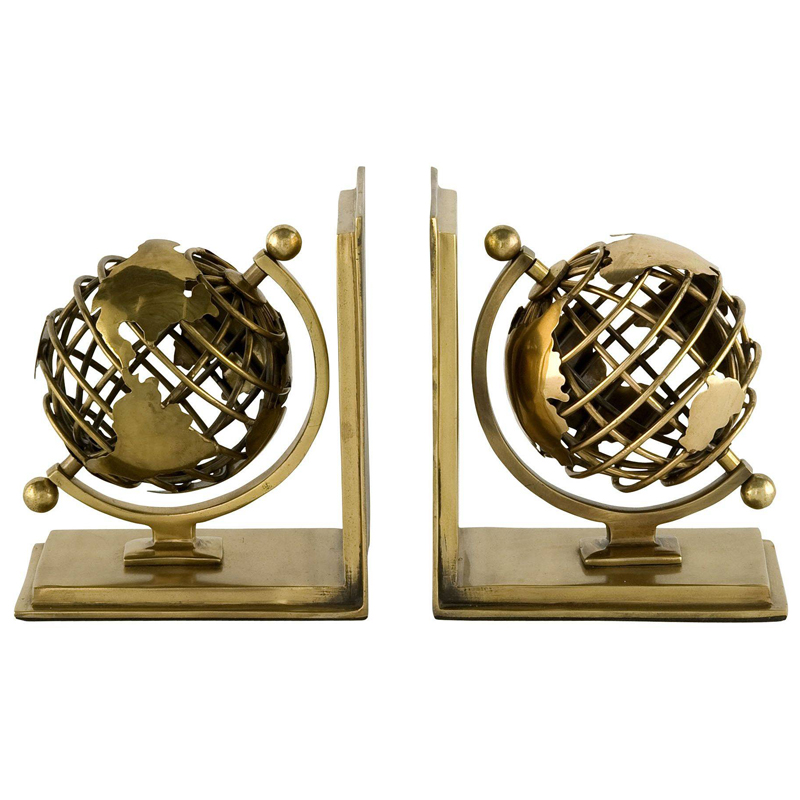 Держатель для книг Eichholtz Bookend Globe set of 2 Латунь Античная полированная в Челябинске | Loft Concept 