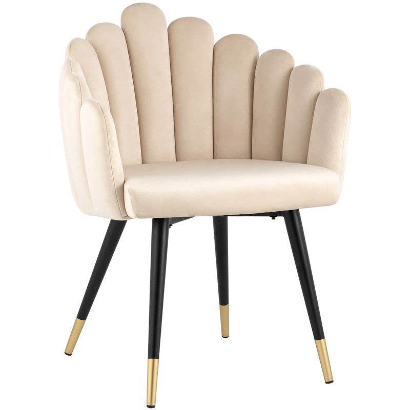 Стул Camellia Chair Бежевый Велюр Бежевый Черный Стул Camellia Chair Бежевый Велюр Бежевый Черный в Челябинске | Loft Concept