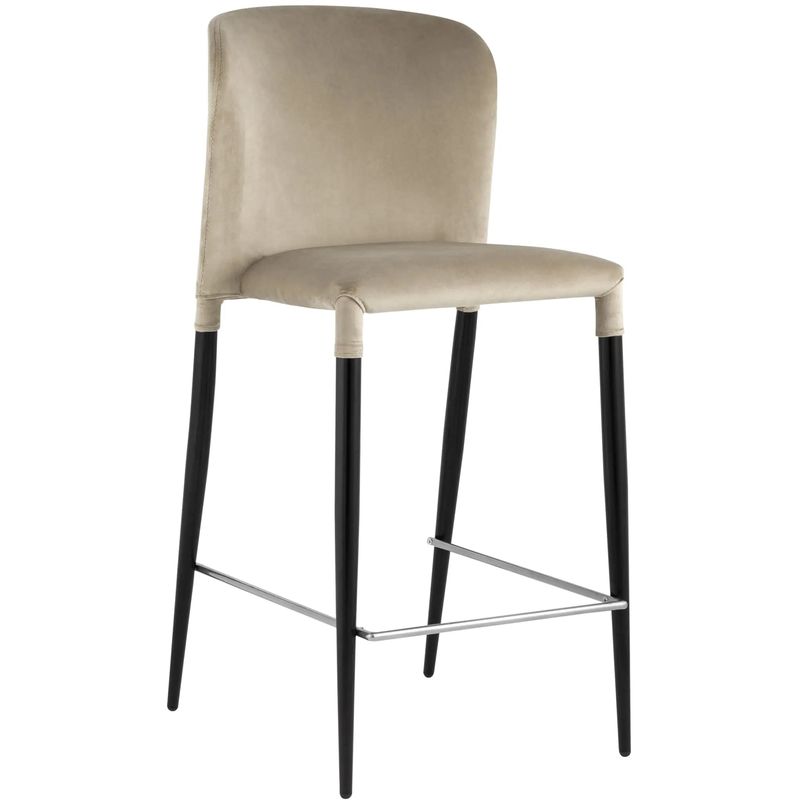 Барный Стул Lori Chair Бежевый Велюр Бежевый Черный Барный Стул Lori Chair Бежевый Велюр Бежевый Черный в Челябинске | Loft Concept