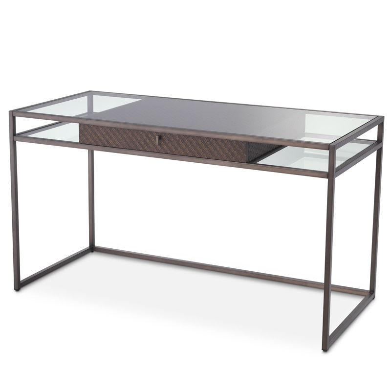 Рабочий стол Eichholtz Desk Napa Valley Темная бронза Коричневый Прозрачный в Челябинске | Loft Concept 