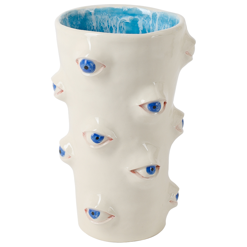 Ваза Many Eyes Vase Молочный Голубой Синий Ваза Many Eyes Vase Молочный Голубой Синий в Челябинске | Loft Concept