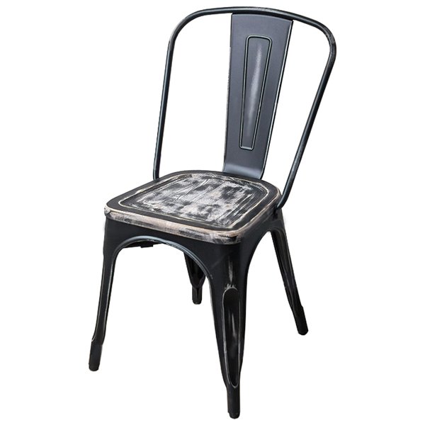 Кухонный стул Tolix Chair Vintage Wood Винтажный черный Кухонный стул Tolix Chair Vintage Wood Винтажный черный в Челябинске | Loft Concept