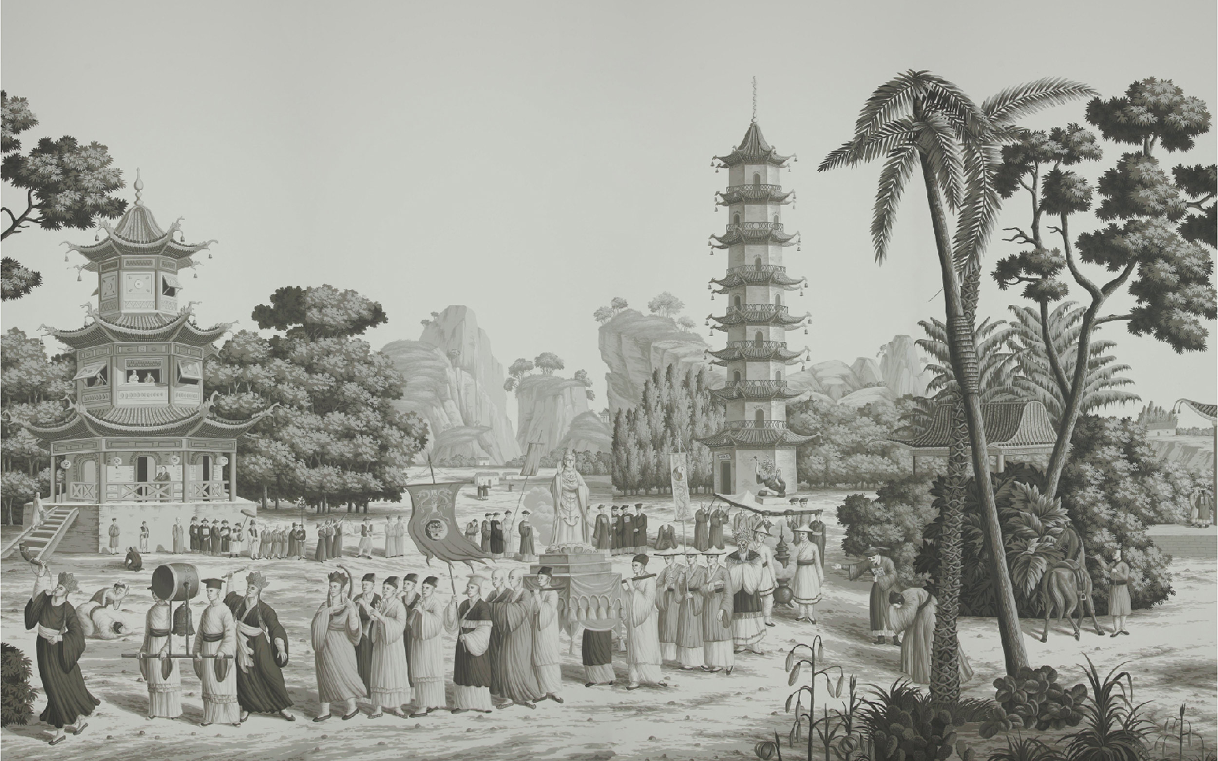 Обои ручная роспись Procession Chinoise Eau Forte on scenic paper Обои ручная роспись Procession Chinoise Eau Forte on scenic paper - постер Loft-Concept в Челябинске