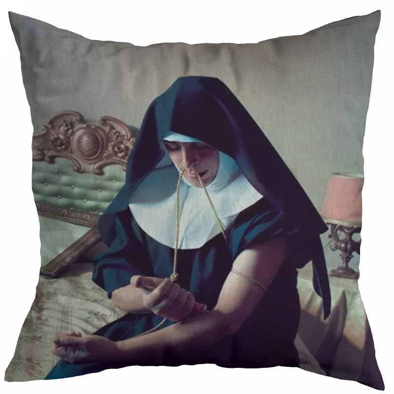 Декоративная подушка Seletti Cushion Nun Бежевый Коричневый Черный Зеленый шалфей Декоративная подушка Seletti Cushion Nun Бежевый Коричневый Черный Зеленый шалфей в Челябинске | Loft Concept