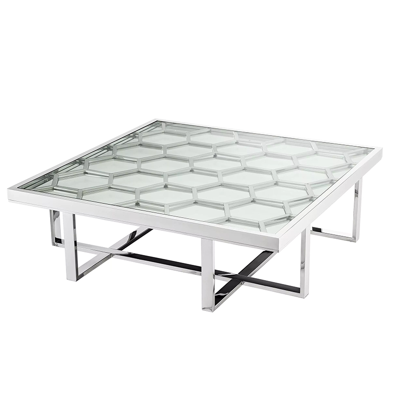 Кофейный стол Philipp Plein Coffee Table Skeleton Chrome Хром Прозрачное Стекло в Челябинске | Loft Concept 