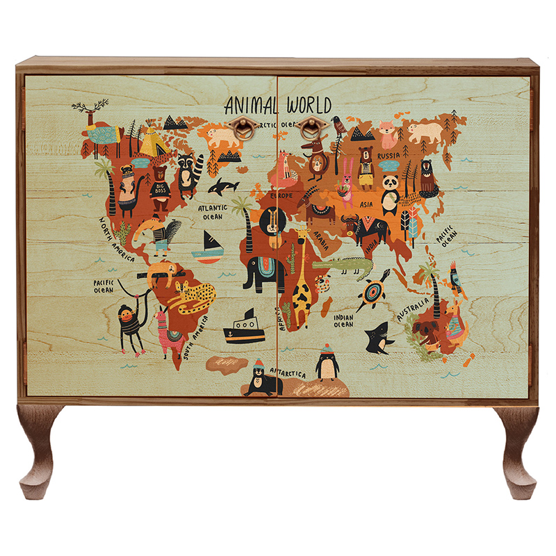 Комод деревянный Animal World Chest of Drawers Коричневый Бежевый Мульти Комод деревянный Animal World Chest of Drawers Коричневый Бежевый Мульти в Челябинске | Loft Concept