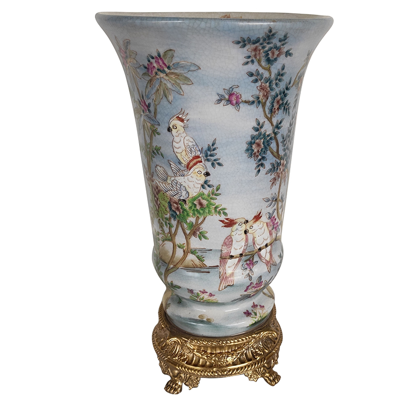 Ваза Blue Vase Parrots Бронза Мульти Голубой Ваза Blue Vase Parrots Бронза Мульти Голубой в Челябинске | Loft Concept
