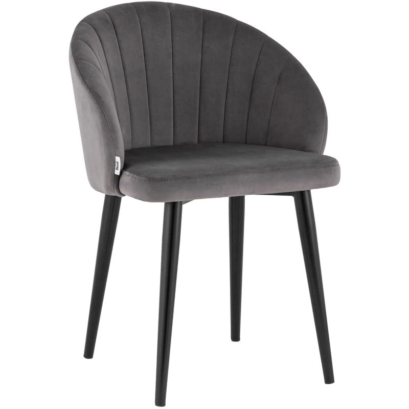 Стул Balsari Chair Серый Велюр Серый Черный Стул Balsari Chair Серый Велюр Серый Черный в Челябинске | Loft Concept