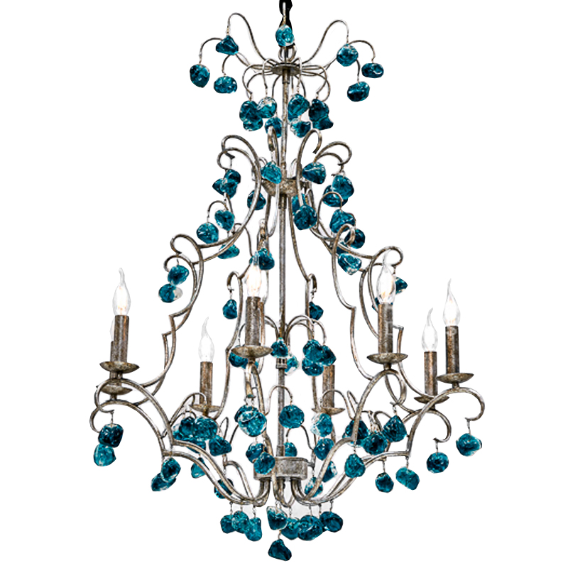 Люстра Crystal Blue Cupertino Chandelier Бирюзовый Люстра Crystal Blue Cupertino Chandelier Бирюзовый в Челябинске | Loft Concept