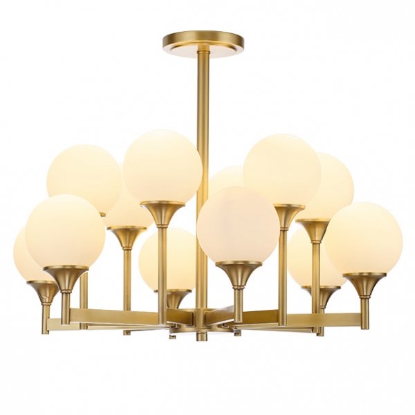 Люстра Ball Valley Chandelier 12 Белый Латунь Люстра Ball Valley Chandelier 12 Белый Латунь в Челябинске | Loft Concept
