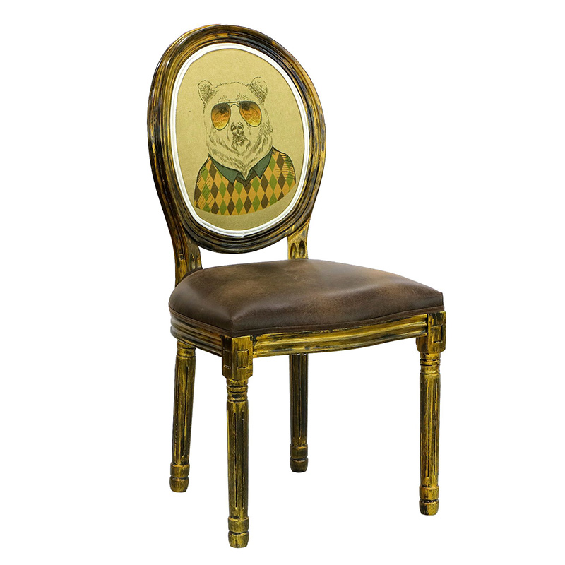 Стул French chair Bear Коричневый винтаж Винтажная латунь Стул French chair Bear Коричневый винтаж Винтажная латунь в Челябинске | Loft Concept
