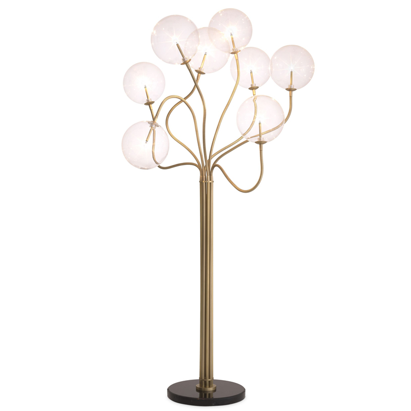 Торшер Eichholtz Floor Lamp Elon Латунь Античная полированная Прозрачное Стекло Черный Мрамор Nero Торшер Eichholtz Floor Lamp Elon Латунь Античная полированная Прозрачное Стекло Черный Мрамор Nero в Челябинске | Loft Concept