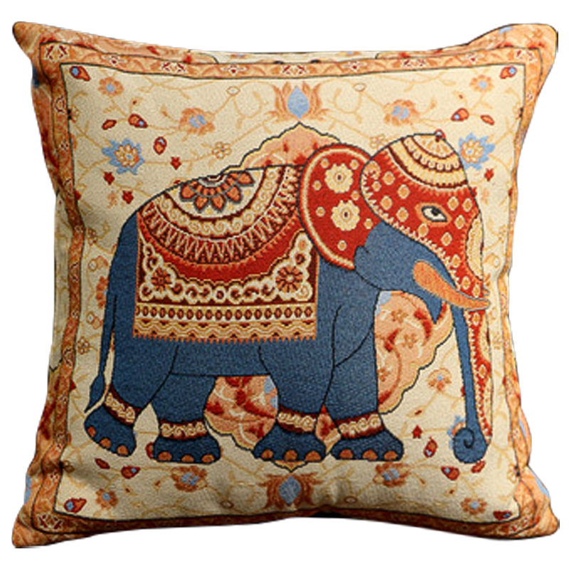 Декоративная подушка Indian Elephant Yellow Blue Мульти Желтый Синий Декоративная подушка Indian Elephant Yellow Blue Мульти Желтый Синий в Челябинске | Loft Concept