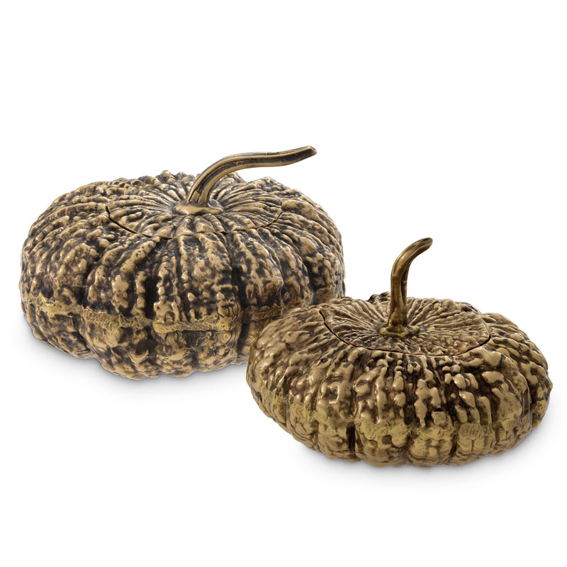 Набор шкатулок Eichholtz BOX CITROUILLE SET OF 2 Винтажная латунь Набор шкатулок Eichholtz BOX CITROUILLE SET OF 2 Винтажная латунь в Челябинске | Loft Concept