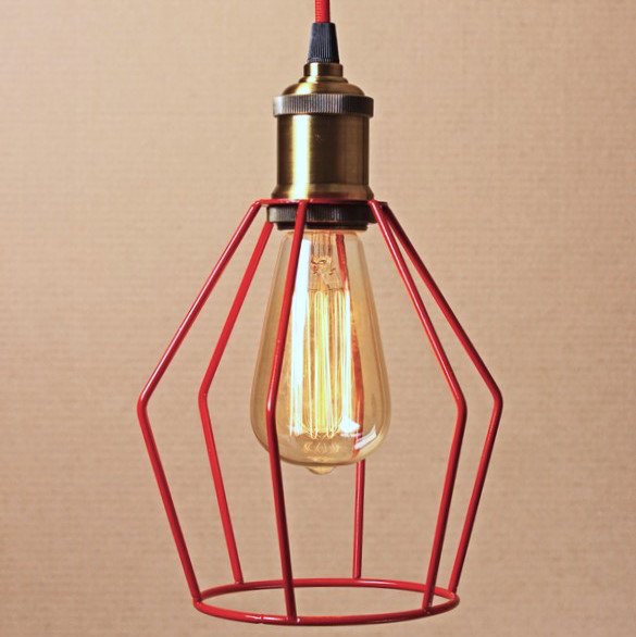 Подвесной светильник Wire Cage Pendant Trew Red Красный Подвесной светильник Wire Cage Pendant Trew Red Красный в Челябинске | Loft Concept