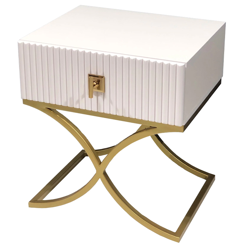 Тумба Catrin Nightstand Белый Золотой Тумба Catrin Nightstand Белый Золотой в Челябинске | Loft Concept
