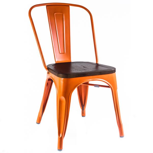 Кухонный стул Tolix Chair Wood Orange Оранжевый Коричневый Кухонный стул Tolix Chair Wood Orange Оранжевый Коричневый в Челябинске | Loft Concept