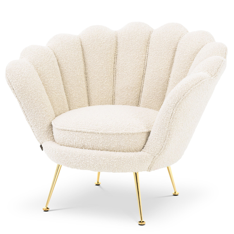 Кресло Eichholtz Chair Trapezium Boucle cream Кремовый Латунь Кресло Eichholtz Chair Trapezium Boucle cream Кремовый Латунь в Челябинске | Loft Concept