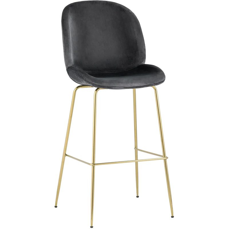 Барный Стул Серый Велюр Vendramin Chair Серый Золотой Барный Стул Серый Велюр Vendramin Chair Серый Золотой в Челябинске | Loft Concept