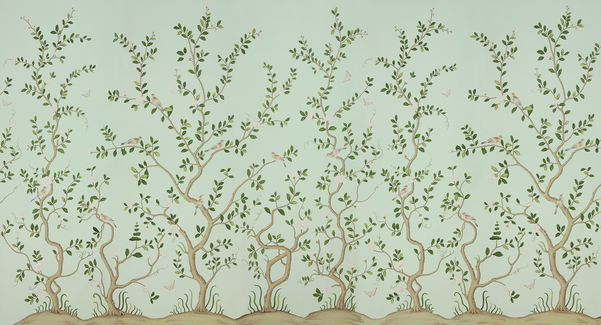 Обои ручная роспись Gustavian Garden Spring on white dyed paper Обои ручная роспись Gustavian Garden Spring on white dyed paper - постер Loft-Concept в Челябинске