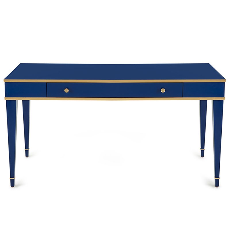 Письменный стол Kelly Desk Синий Синий Винтажное глянцевое золото с состаренным эффектом Письменный стол Kelly Desk Синий Синий Винтажное глянцевое золото с состаренным эффектом в Челябинске | Loft Concept