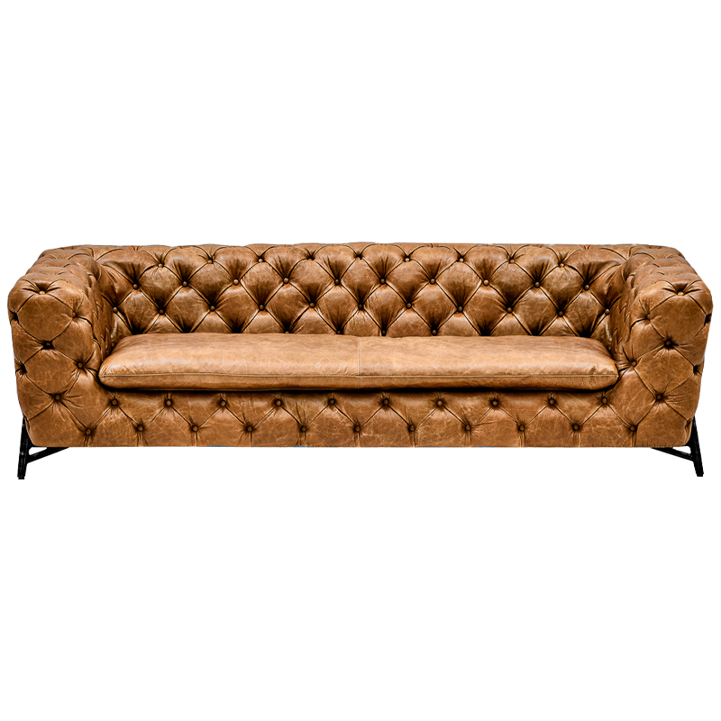 Диван Hendrica Capitone Sofa Карамель Черный Диван Hendrica Capitone Sofa Карамель Черный в Челябинске | Loft Concept