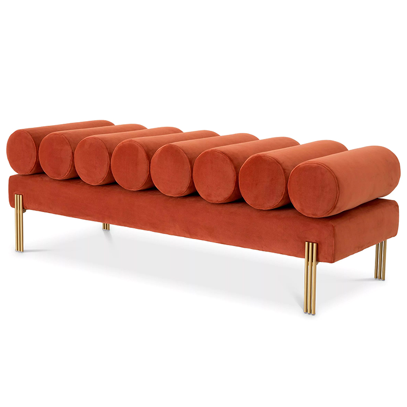 Банкетка Eichholtz Bench Oxley Orange Оранжевый Латунь Банкетка Eichholtz Bench Oxley Orange Оранжевый Латунь в Челябинске | Loft Concept