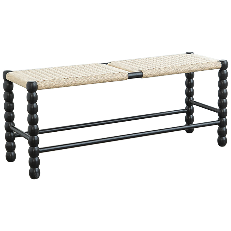 Банкетка French Corner Banquet Black 100 см Черный Бежевый Банкетка French Corner Banquet Black 100 см Черный Бежевый в Челябинске | Loft Concept