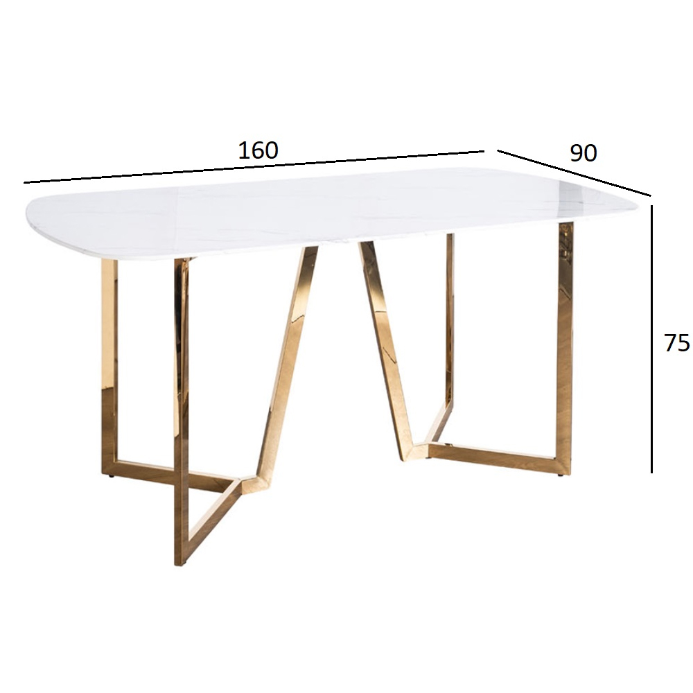 Стол обеденный белый с золотыми глянцевыми ножками Laconic White Table Стол обеденный белый с золотыми глянцевыми ножками Laconic White Table в Челябинске